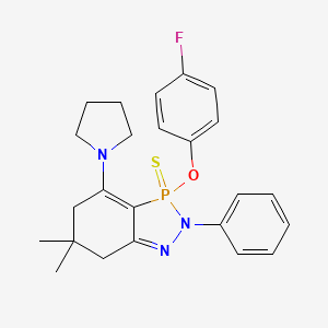 3-(4-Fluorophenoxy)-6,6-dimethyl-2-phenyl-4-pyrrolidin-1-yl-3-sulfanylidene-5,7-dihydro-1,2,3lambda5-benzodiazaphosphole