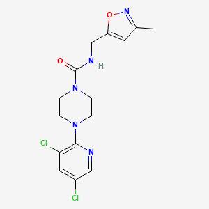 molecular formula C15H17Cl2N5O2 B7542302 4-(3,5-dichloropyridin-2-yl)-N-[(3-methyl-1,2-oxazol-5-yl)methyl]piperazine-1-carboxamide 