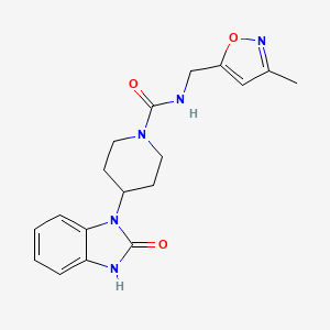 molecular formula C18H21N5O3 B7542314 N-[(3-methyl-1,2-oxazol-5-yl)methyl]-4-(2-oxo-3H-benzimidazol-1-yl)piperidine-1-carboxamide 