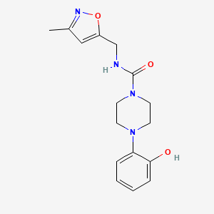molecular formula C16H20N4O3 B7542341 4-(2-hydroxyphenyl)-N-[(3-methyl-1,2-oxazol-5-yl)methyl]piperazine-1-carboxamide 