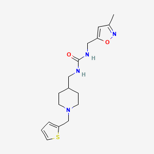 1-[(3-Methyl-1,2-oxazol-5-yl)methyl]-3-[[1-(thiophen-2-ylmethyl)piperidin-4-yl]methyl]urea