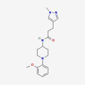 molecular formula C19H26N4O2 B7542382 N-[1-(2-methoxyphenyl)piperidin-4-yl]-3-(1-methylpyrazol-4-yl)propanamide 