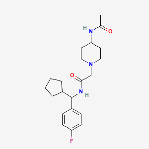 molecular formula C21H30FN3O2 B7542385 2-(4-acetamidopiperidin-1-yl)-N-[cyclopentyl-(4-fluorophenyl)methyl]acetamide 