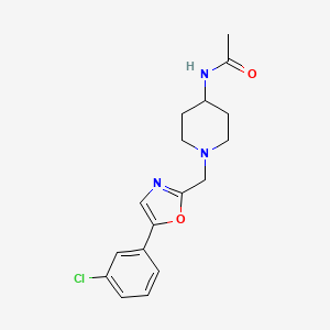 molecular formula C17H20ClN3O2 B7542402 N-[1-[[5-(3-chlorophenyl)-1,3-oxazol-2-yl]methyl]piperidin-4-yl]acetamide 