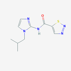 molecular formula C10H13N5OS B7542410 N-[1-(2-methylpropyl)imidazol-2-yl]thiadiazole-5-carboxamide 