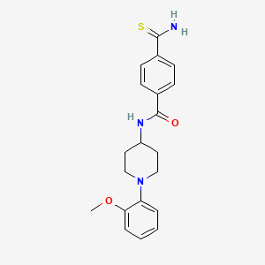 molecular formula C20H23N3O2S B7542454 4-carbamothioyl-N-[1-(2-methoxyphenyl)piperidin-4-yl]benzamide 