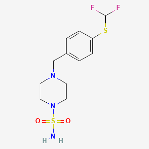 molecular formula C12H17F2N3O2S2 B7542468 4-[[4-(Difluoromethylsulfanyl)phenyl]methyl]piperazine-1-sulfonamide 