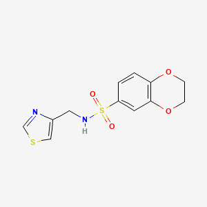 molecular formula C12H12N2O4S2 B7542499 N-(1,3-thiazol-4-ylmethyl)-2,3-dihydro-1,4-benzodioxine-6-sulfonamide 