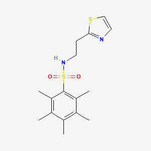 molecular formula C16H22N2O2S2 B7542514 2,3,4,5,6-pentamethyl-N-[2-(1,3-thiazol-2-yl)ethyl]benzenesulfonamide 