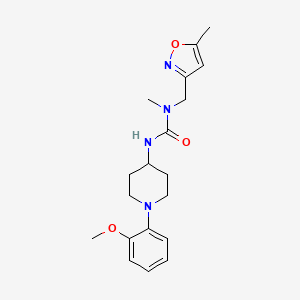 molecular formula C19H26N4O3 B7542576 3-[1-(2-Methoxyphenyl)piperidin-4-yl]-1-methyl-1-[(5-methyl-1,2-oxazol-3-yl)methyl]urea 
