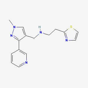 molecular formula C15H17N5S B7542605 N-[(1-methyl-3-pyridin-3-ylpyrazol-4-yl)methyl]-2-(1,3-thiazol-2-yl)ethanamine 