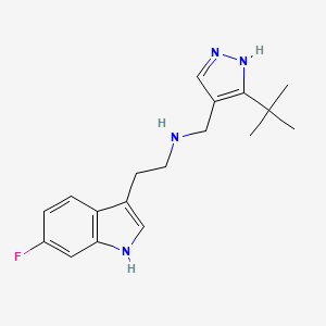 molecular formula C18H23FN4 B7542620 N-[(5-tert-butyl-1H-pyrazol-4-yl)methyl]-2-(6-fluoro-1H-indol-3-yl)ethanamine 