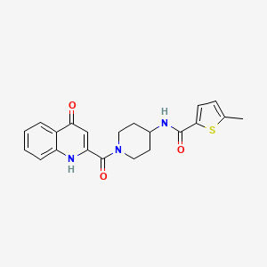 molecular formula C21H21N3O3S B7542633 5-methyl-N-[1-(4-oxo-1H-quinoline-2-carbonyl)piperidin-4-yl]thiophene-2-carboxamide 