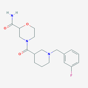 molecular formula C18H24FN3O3 B7542638 4-[1-[(3-Fluorophenyl)methyl]piperidine-3-carbonyl]morpholine-2-carboxamide 