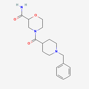 molecular formula C18H25N3O3 B7542644 4-(1-Benzylpiperidine-4-carbonyl)morpholine-2-carboxamide 