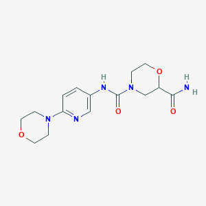molecular formula C15H21N5O4 B7542649 4-N-(6-morpholin-4-ylpyridin-3-yl)morpholine-2,4-dicarboxamide 