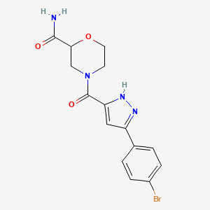 4-[3-(4-bromophenyl)-1H-pyrazole-5-carbonyl]morpholine-2-carboxamide