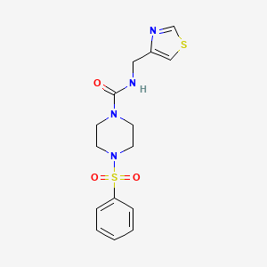 4-(benzenesulfonyl)-N-(1,3-thiazol-4-ylmethyl)piperazine-1-carboxamide
