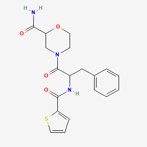 molecular formula C19H21N3O4S B7542748 4-[3-Phenyl-2-(thiophene-2-carbonylamino)propanoyl]morpholine-2-carboxamide 