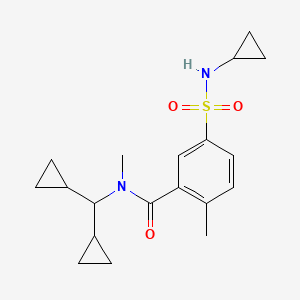 molecular formula C19H26N2O3S B7542798 5-(cyclopropylsulfamoyl)-N-(dicyclopropylmethyl)-N,2-dimethylbenzamide 