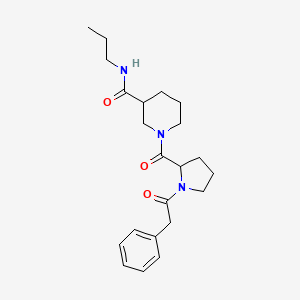 molecular formula C22H31N3O3 B7542816 1-[1-(2-phenylacetyl)pyrrolidine-2-carbonyl]-N-propylpiperidine-3-carboxamide 