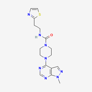 molecular formula C16H20N8OS B7542847 4-(1-methylpyrazolo[3,4-d]pyrimidin-4-yl)-N-[2-(1,3-thiazol-2-yl)ethyl]piperazine-1-carboxamide 