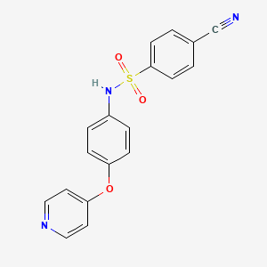 molecular formula C18H13N3O3S B7542872 4-cyano-N-(4-pyridin-4-yloxyphenyl)benzenesulfonamide 