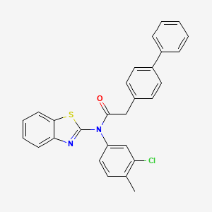 molecular formula C28H21ClN2OS B7542899 N-(1,3-benzothiazol-2-yl)-N-(3-chloro-4-methylphenyl)-2-(4-phenylphenyl)acetamide 