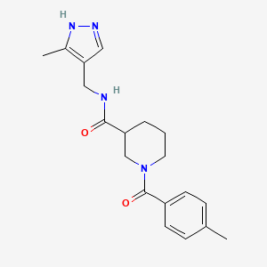 molecular formula C19H24N4O2 B7542923 1-(4-methylbenzoyl)-N-[(5-methyl-1H-pyrazol-4-yl)methyl]piperidine-3-carboxamide 