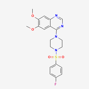 molecular formula C20H21FN4O4S B7542941 4-{4-[(4-Fluorophenyl)sulfonyl]piperazin-1-yl}-6,7-dimethoxyquinazoline 