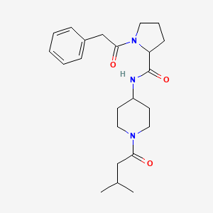 molecular formula C23H33N3O3 B7542943 N-[1-(3-methylbutanoyl)piperidin-4-yl]-1-(2-phenylacetyl)pyrrolidine-2-carboxamide 