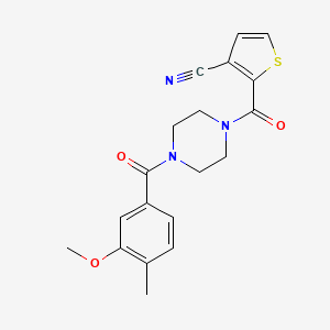 molecular formula C19H19N3O3S B7542988 2-[4-(3-Methoxy-4-methylbenzoyl)piperazine-1-carbonyl]thiophene-3-carbonitrile 