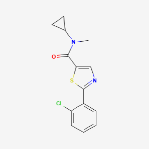 molecular formula C14H13ClN2OS B7543009 2-(2-chlorophenyl)-N-cyclopropyl-N-methyl-1,3-thiazole-5-carboxamide 