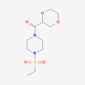 molecular formula C11H20N2O5S B7543028 1,4-Dioxan-2-yl-(4-ethylsulfonylpiperazin-1-yl)methanone 