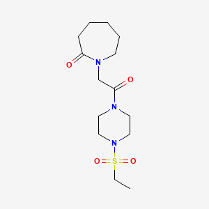 molecular formula C14H25N3O4S B7543071 1-[2-(4-Ethylsulfonylpiperazin-1-yl)-2-oxoethyl]azepan-2-one 