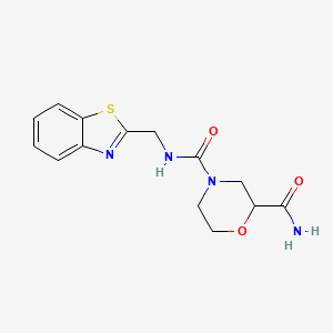 molecular formula C14H16N4O3S B7543134 4-N-(1,3-benzothiazol-2-ylmethyl)morpholine-2,4-dicarboxamide 