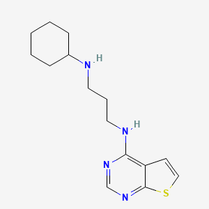 molecular formula C15H22N4S B7543164 N-cyclohexyl-N'-thieno[2,3-d]pyrimidin-4-ylpropane-1,3-diamine 