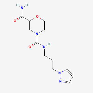 molecular formula C12H19N5O3 B7543212 4-N-(3-pyrazol-1-ylpropyl)morpholine-2,4-dicarboxamide 