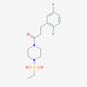 molecular formula C15H20F2N2O3S B7543254 3-(2,5-Difluorophenyl)-1-(4-ethylsulfonylpiperazin-1-yl)propan-1-one 