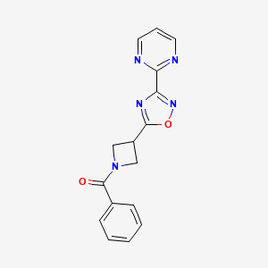 molecular formula C16H13N5O2 B7543288 Phenyl-[3-(3-pyrimidin-2-yl-1,2,4-oxadiazol-5-yl)azetidin-1-yl]methanone 