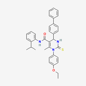 molecular formula C35H35N3O2S B7543302 3-(4-ethoxyphenyl)-4-methyl-6-(4-phenylphenyl)-N-(2-propan-2-ylphenyl)-2-sulfanylidene-1,6-dihydropyrimidine-5-carboxamide 