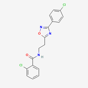 molecular formula C17H13Cl2N3O2 B7543306 2-chloro-N~1~-{2-[3-(4-chlorophenyl)-1,2,4-oxadiazol-5-yl]ethyl}benzamide 