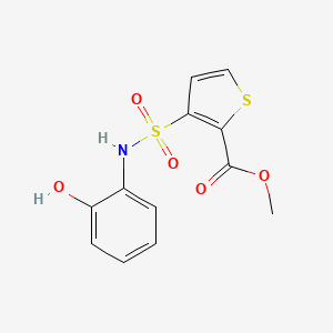 molecular formula C12H11NO5S2 B7543345 Methyl 3-[(2-hydroxyphenyl)sulfamoyl]thiophene-2-carboxylate 