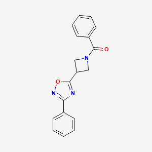 molecular formula C18H15N3O2 B7543433 Phenyl-[3-(3-phenyl-1,2,4-oxadiazol-5-yl)azetidin-1-yl]methanone 