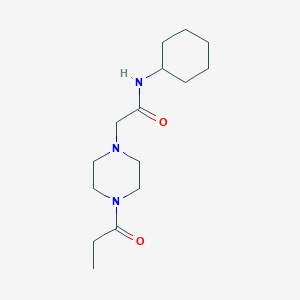 molecular formula C15H27N3O2 B7543451 N-cyclohexyl-2-(4-propanoylpiperazin-1-yl)acetamide 