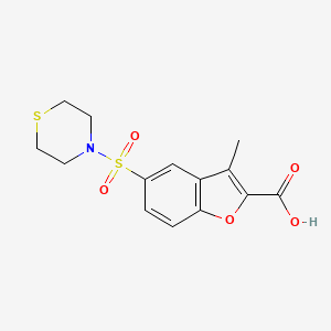 molecular formula C14H15NO5S2 B7543494 3-Methyl-5-(thiomorpholin-4-ylsulfonyl)-1-benzofuran-2-carboxylic acid 