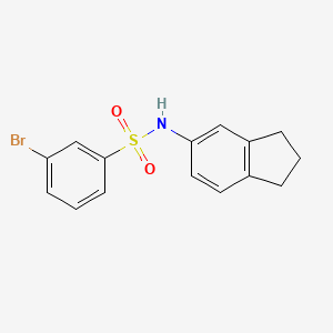 molecular formula C15H14BrNO2S B7543524 3-bromo-N-(2,3-dihydro-1H-inden-5-yl)benzenesulfonamide 