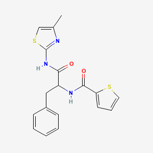 molecular formula C18H17N3O2S2 B7543543 N-[1-[(4-methyl-1,3-thiazol-2-yl)amino]-1-oxo-3-phenylpropan-2-yl]thiophene-2-carboxamide 