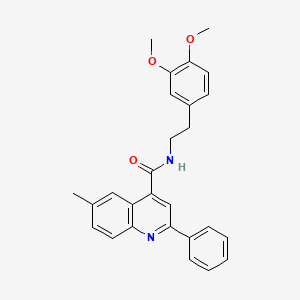 molecular formula C27H26N2O3 B7543570 N-[2-(3,4-dimethoxyphenyl)ethyl]-6-methyl-2-phenylquinoline-4-carboxamide 