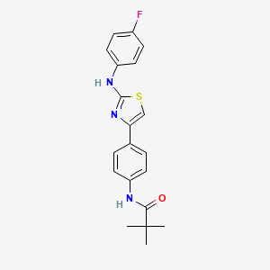 molecular formula C20H20FN3OS B7543644 N-[4-[2-(4-fluoroanilino)-1,3-thiazol-4-yl]phenyl]-2,2-dimethylpropanamide 